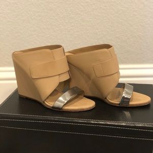 Vince Tan Wedges with Silver Strap